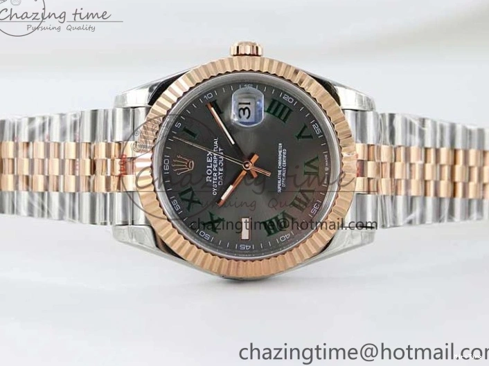MiroTime 0310 Tailored DateJust 41 126331 SS RG TWF 1:1 Best Edition 904L Steel Gray Dial Green Roman on SS RG Jubilee Bracelet VR 2450